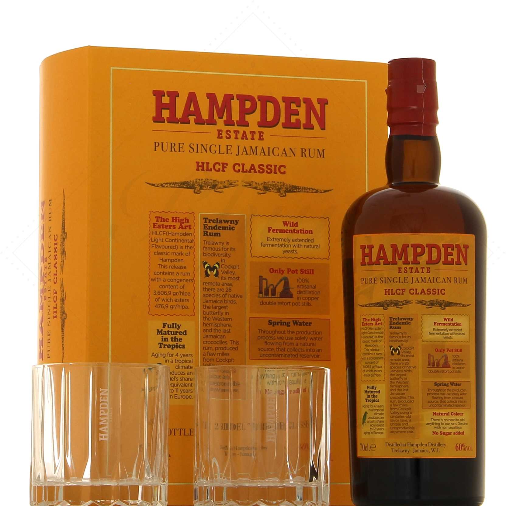 Rum Hampden Estate Classic Overproof HLCF 60%ABV 70cl + 2 Bicchieri Tumbler